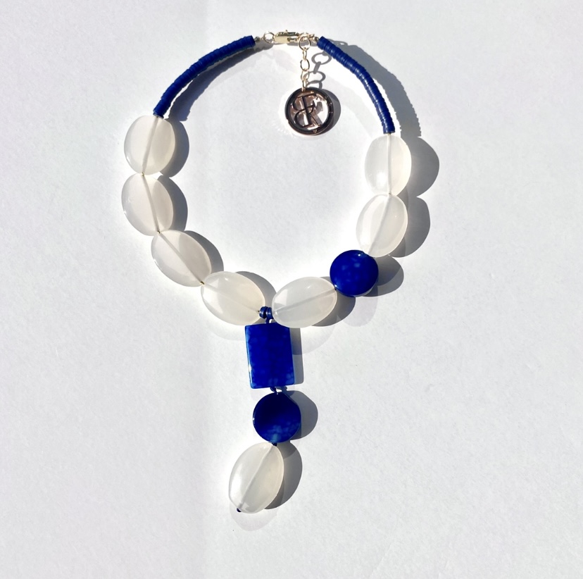 Collar la Dama blaco-azul